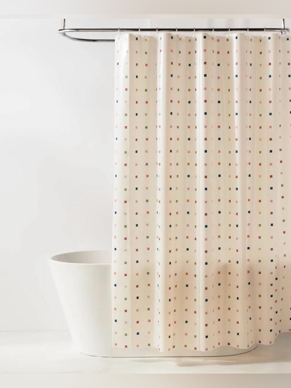 Room Essentials Peva Cream Shower Curtain with Multicolor Square Accents
NWT